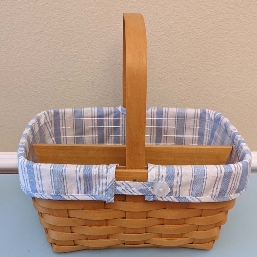 1998 Longaberger Picnic Basket Vtg Ticking Fabric Liner Protector 4 Way Divider